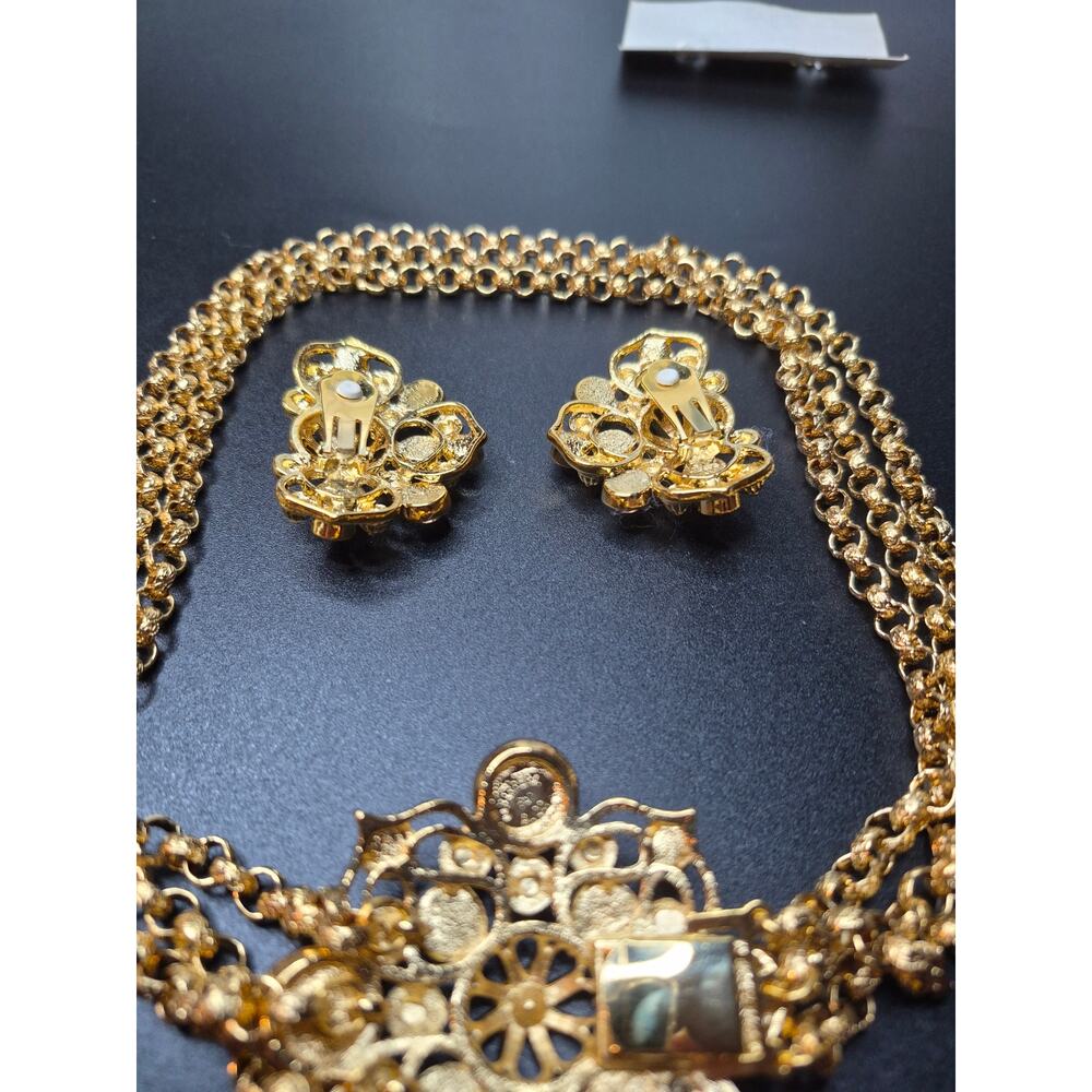 Vintage Jose Maria Barrera for Avon Marbella Necklace & Clip Earrings Set 1992 - Picture 9 of 15
